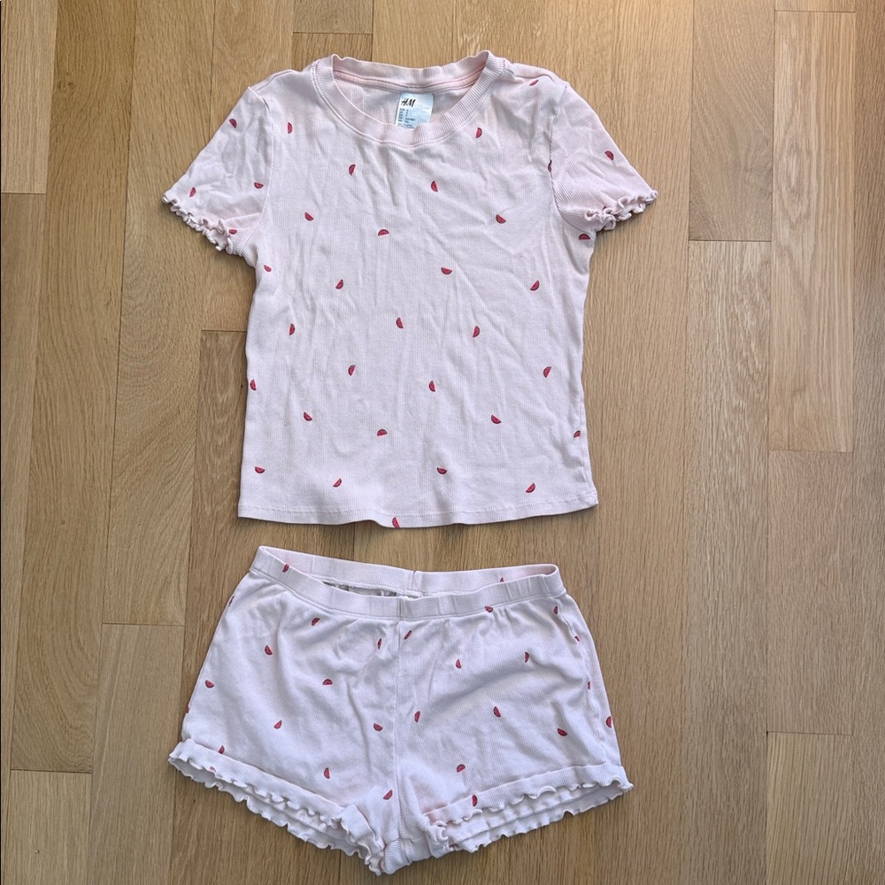 H&M Light Pink Watermelon Print Pajama Set